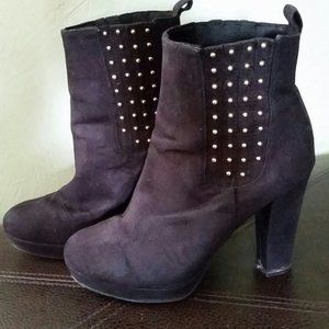 H&M brown studded suede platform boots EUC!